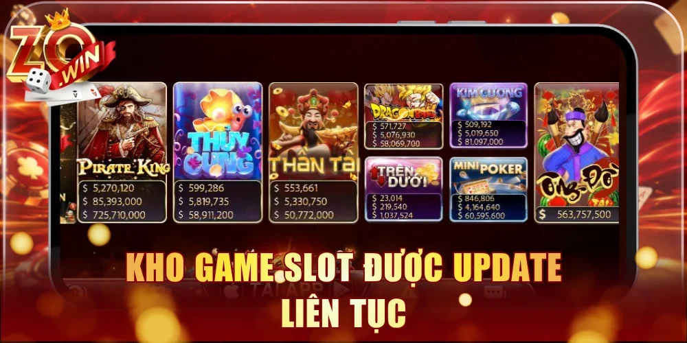 Kho game slot được cổng game zo win update liên tục