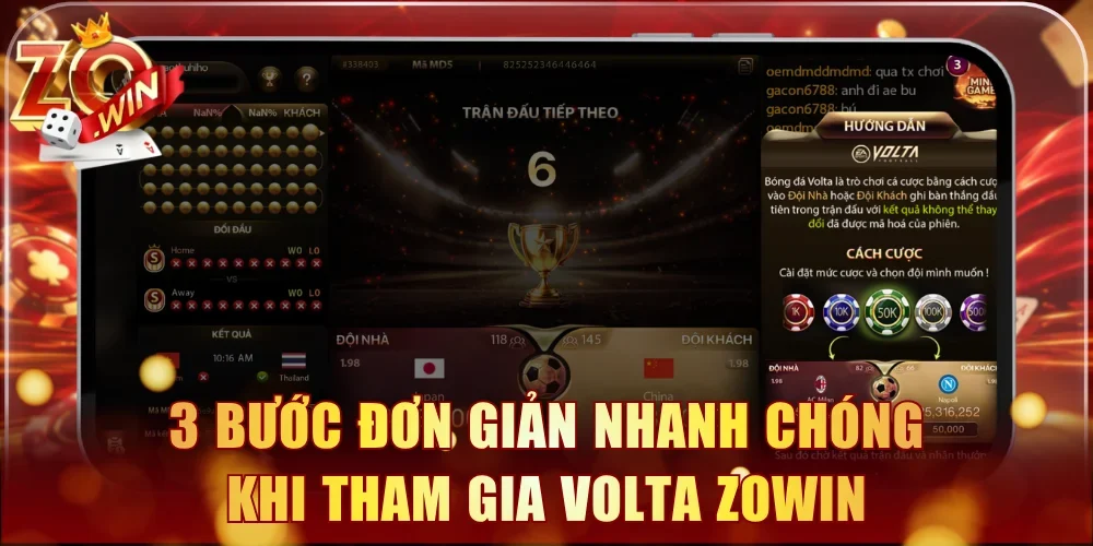 3 bước đơn giản nhanh chóng khi tham gia Volta Zowin